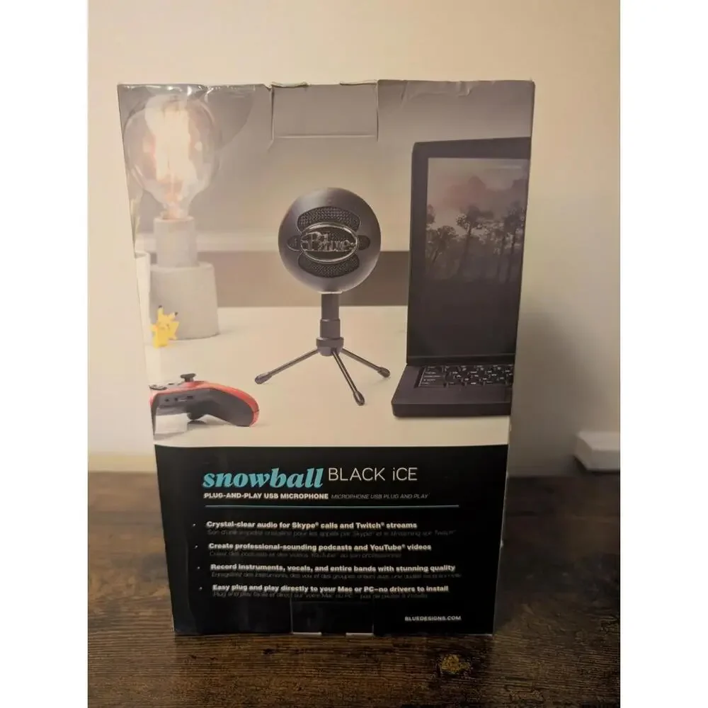 Blue Snowball iCE (Black) USB Mic for Recording & Streaming on PC & Mac - Sealed